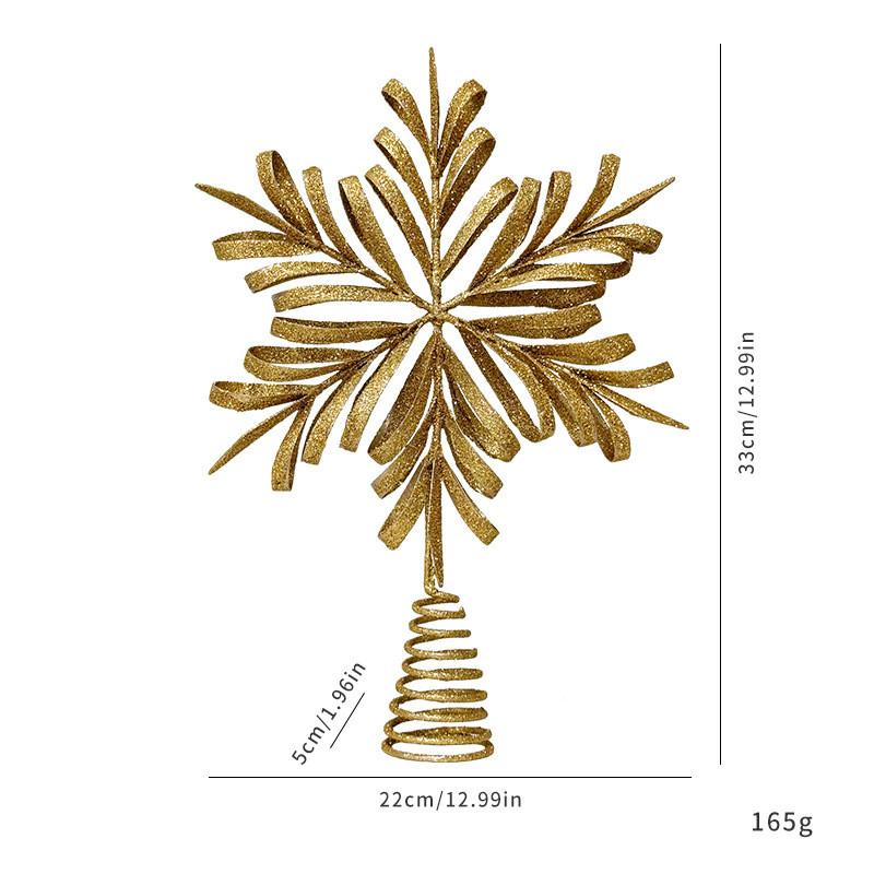 Christmas Tree Topper With Snowflake And Star Iron Art Decoration For Holiday Festivities