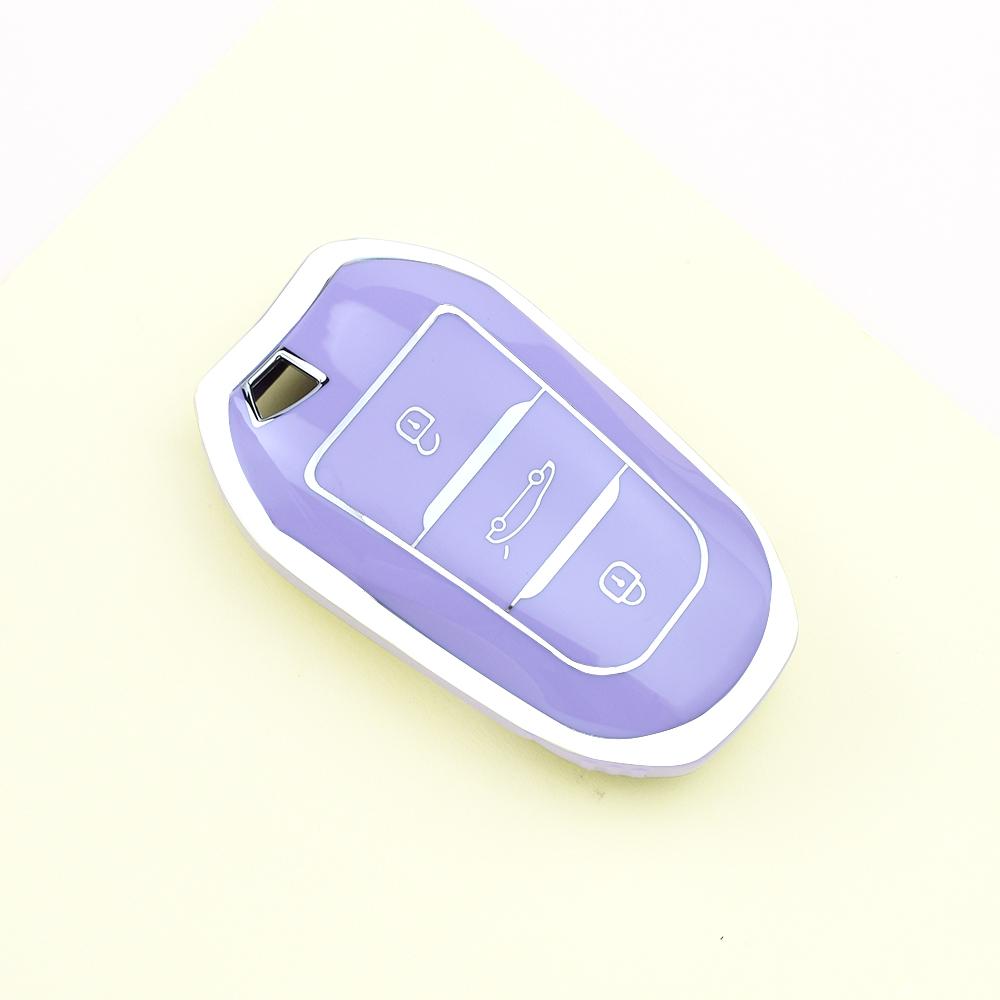 

TPU Car Key Case Cover Bag Keyless for Peugeot GTLine 408 508 2008 3008 207 307 407 208 308 4008 5008 RCZ Auto Shell Fob фиолетовый