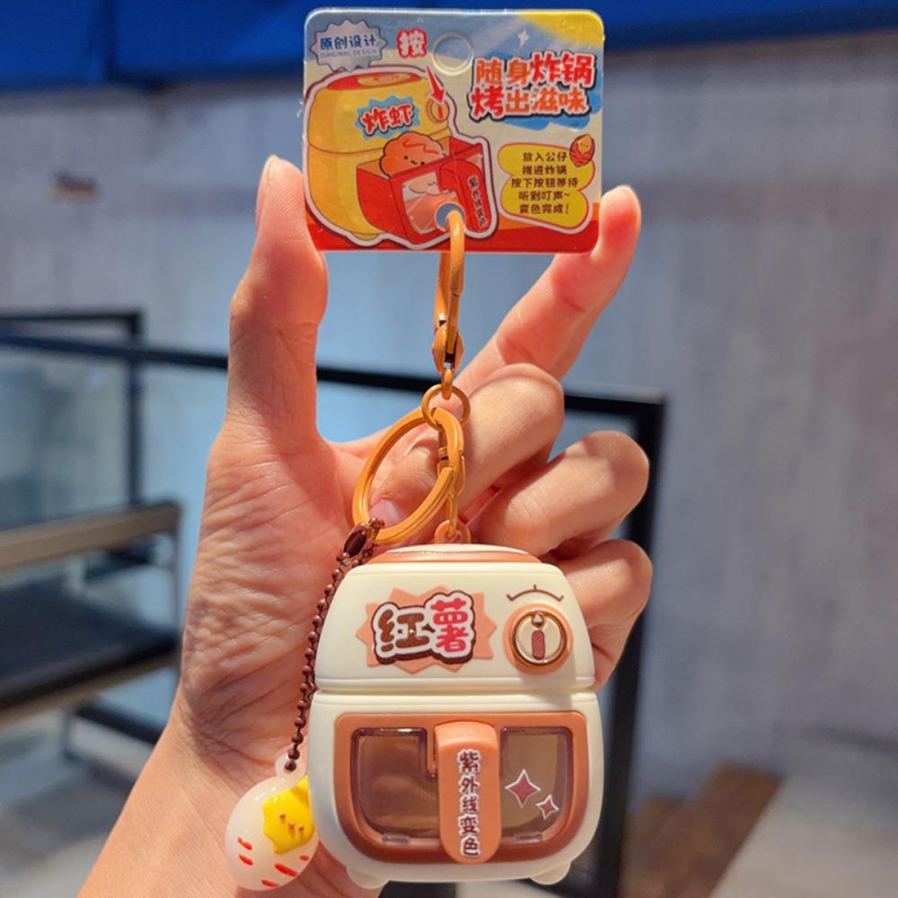 Cute Simulation Food Keychain Interactive UV Color Changing Keychain Mini Oven Toy Car Key
