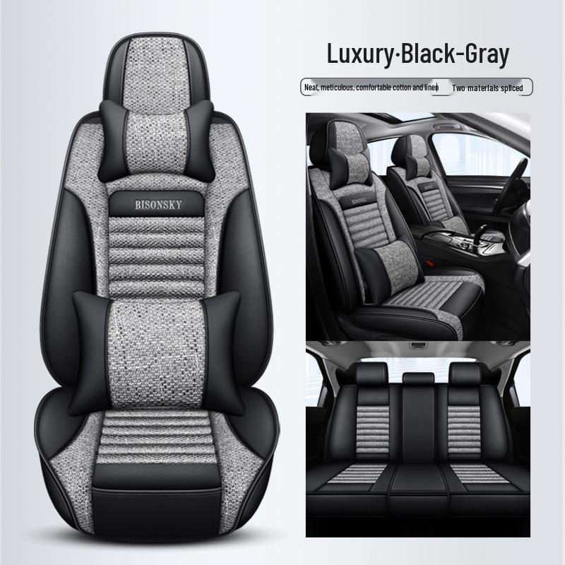Hyundai Car Seat Cushion Cover for Reina, Elantra, Avante, Verna, Accent - Linen, Fits Five-Seat Models
