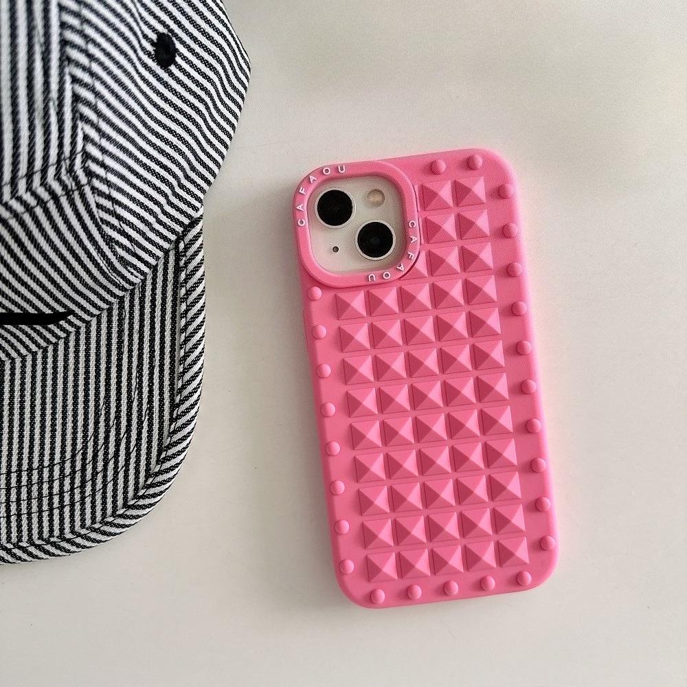 Liquid Silicone Rivet Phone Case For iPhone 16 15 14 Plus 13 12 Pro Max Silky Touch Solid Color Shockproof Protective Soft Cover