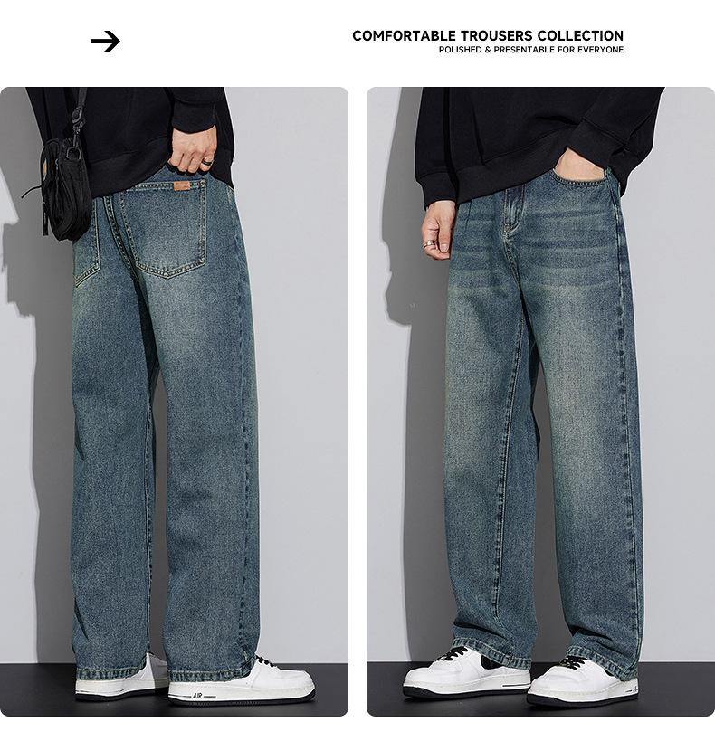 2025 Autumn/Winter Men's Retro High Street Loose Straight-Leg Jeans