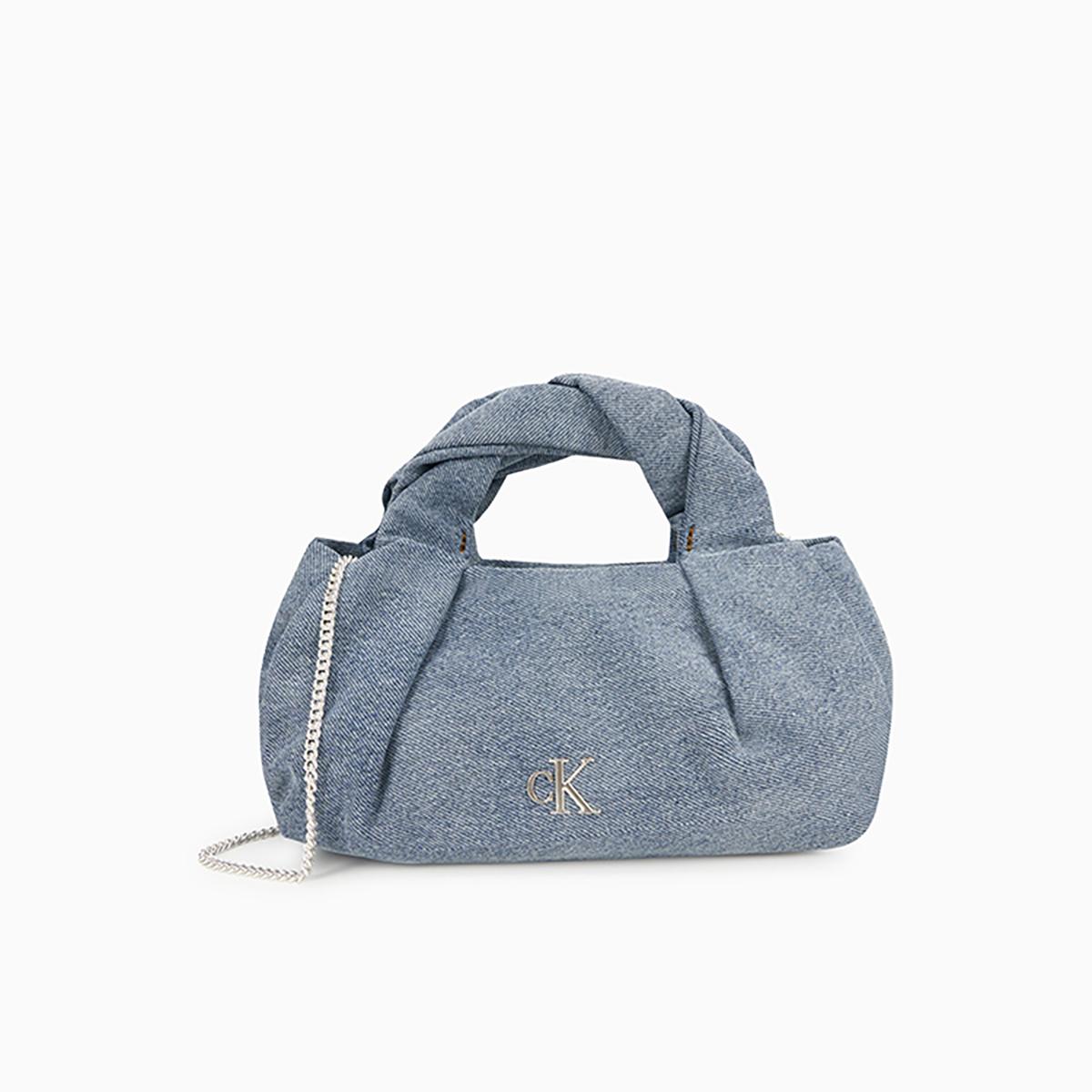 

Calvin Klein Niche Knot Design Letter Cloud Bag Fabric Tote Bag Medium Women bags Light-Blue 4K3198G-VGO Basic Set (Bag)