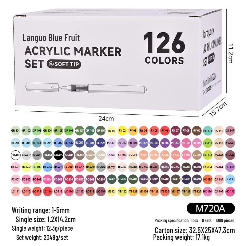 

Жидкие акриловые маркеры Blue Fruit M720 с мягким наконечником - Набор кистей пастельных цветов для студентов-художников, непрозрачные