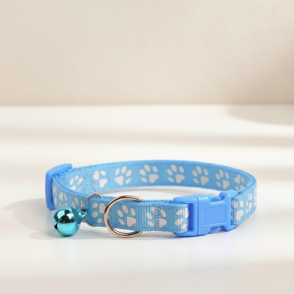 

Colorful Adjustable Cat Collar with Bell Durable Paw Print Design Pet Supplies Cat Accessories фіолетовий