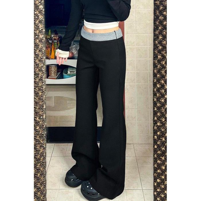 

Women s Black Patchwork Micro-Flare Sweatpants: 2026 Spring/Summer, Loose, Slimming, Casual and Versatile. Extra Large чёрный