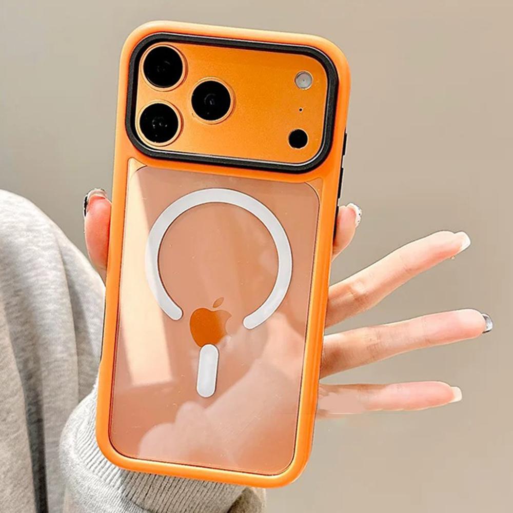 

Magnetic Clear Wireless Charging Phone Case For iPhone 17 16Plus 15 14 13 12 Pro Max 11 For Magsafe Hit Color Bumper Armor Cover iPhone 15 Pro Max помаранчевий