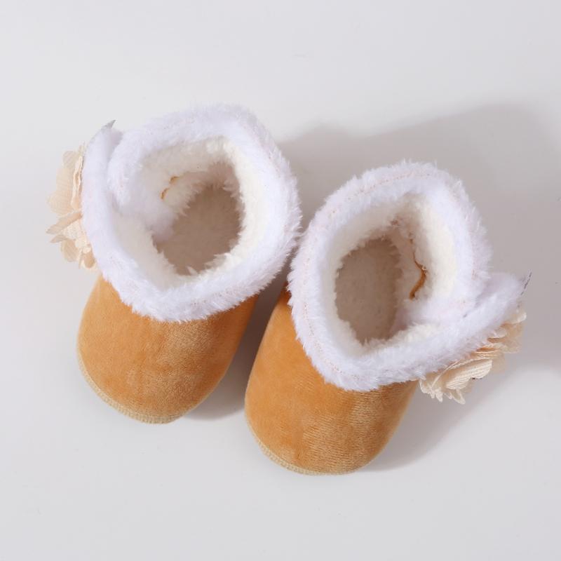 Kleinkind Baby Mädchen Baumwollgepolsterte Schuhe Weichsohlige Warme Stiefel Blumendekor