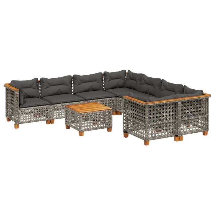 VidaXL Salon de jardin 9 pcs avec coussins gris résine tressée 3261777