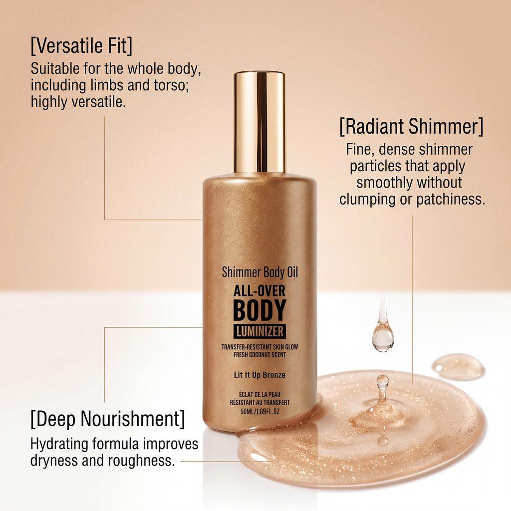 Illuminating Body Oil Lightweight Non-Greasy Gentle Moisturizing Hydrating Skin Daily Body Oil 50ml