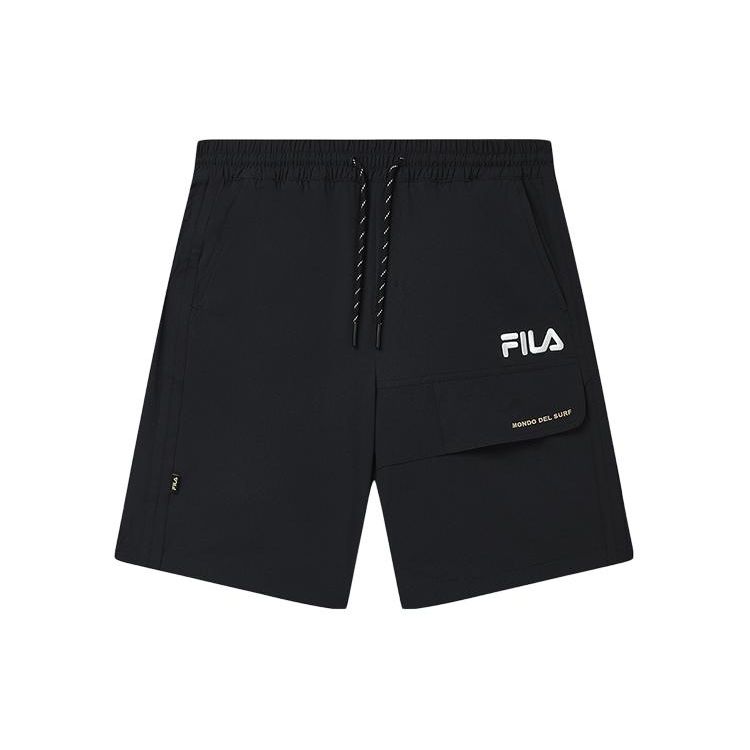 Fila Letter Lace-Up Mid-Waist Straight Loose Cargo Shorts Men Shorts Black F51M429805A-BK