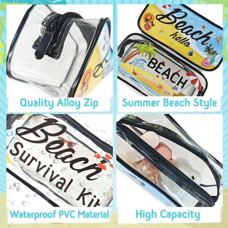Spacious Cosmetic Bag Transparent Beach Style Portable Makeup Organizer Large Capacity for Travel Use