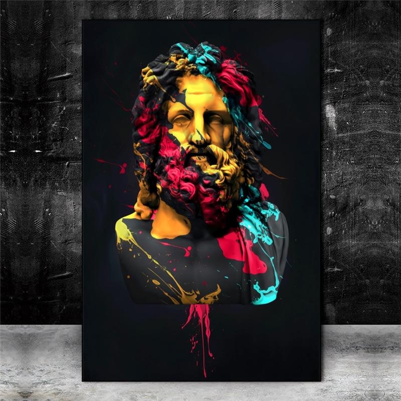 Sculpture of Zeus Oil Paintings On Canvas Greek Mythology Wall Art Posters and Prints Abstract Portrait Pictures Home Decoration