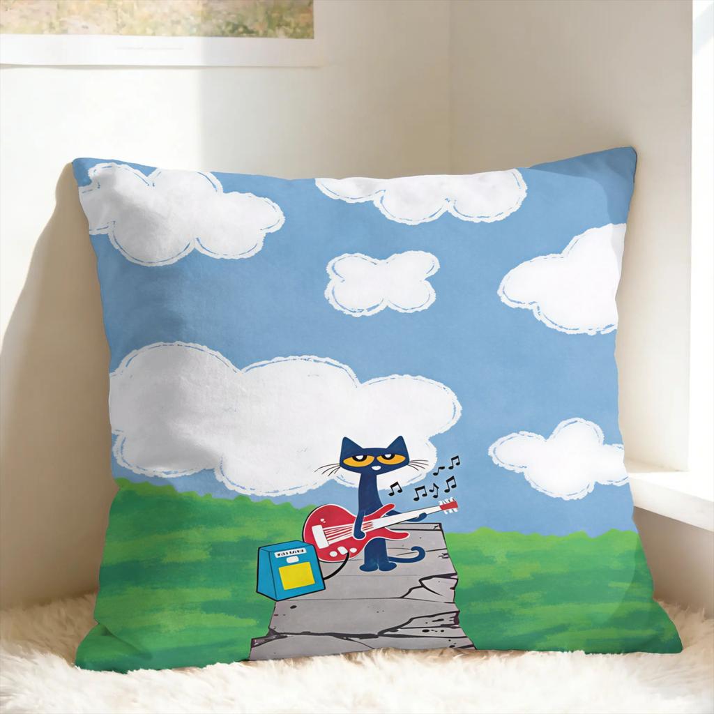 P-Pete The Cat Pillow Case Comfy Pillow Cover For Living Room Bed Chair Fashion Cushion Cover