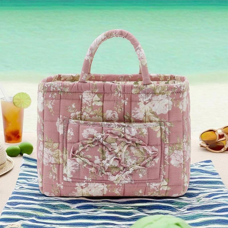 Boho Fabric Storage Basket, Floral Laundry Baskets,Decoration Large Capacity Storage Baskets, Portable Folding Storage Bag for Clothes and Sundries