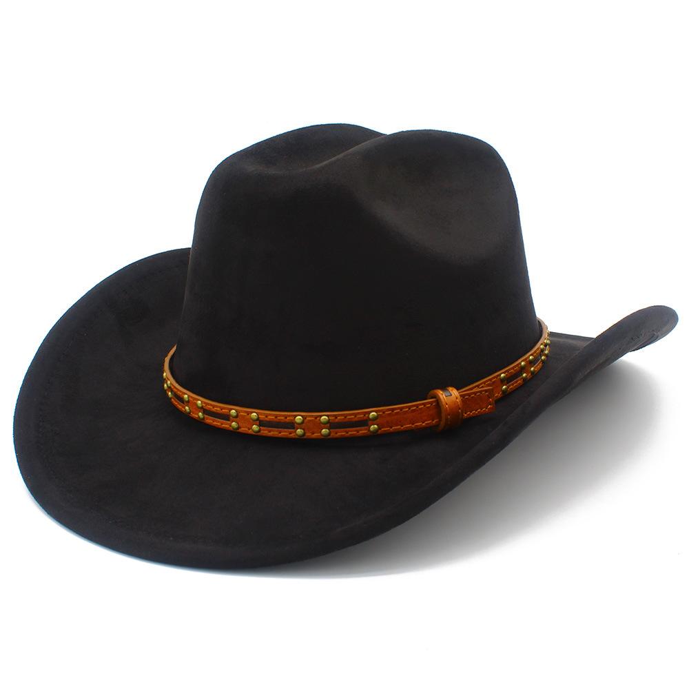 Multi-color Optional High-quality One-word Top Classic Simple Western Cowboy Hat Tan Leather Rivet Accessories Top Hat