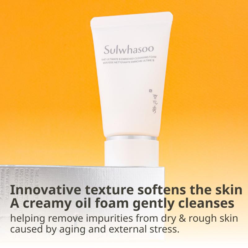 Sulwhasoo The Ultimate S Enriched Cleansing Foam 40g+40g (80g, 2.82 Fl Oz)