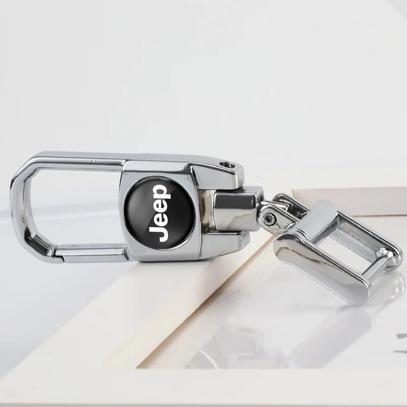 For Jeep Car Anti-Lost Metal Keychain 3D Styling Badges Key Ring For Jeep Grand Cherokee Wrangler JK Gladiator Compass Renega