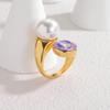 Purple Zirconium Open Ring, Korean Style Titanium Steel Fashion, Autumn/Winter Hand Jewelry