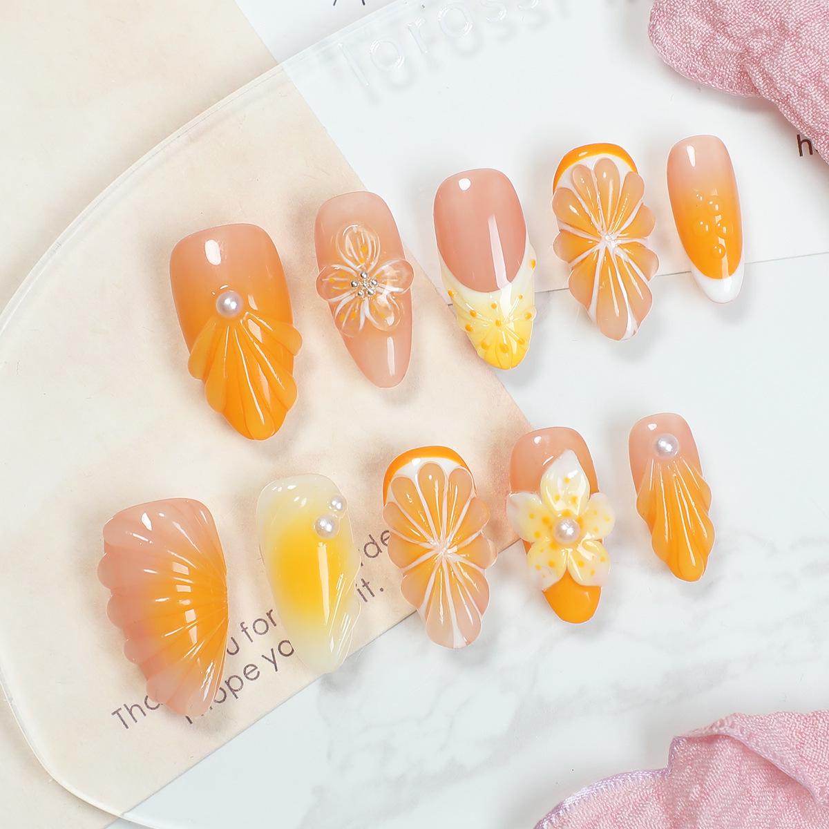 

Handmade 3D Fruit Style French Wearable False Nails Medium
