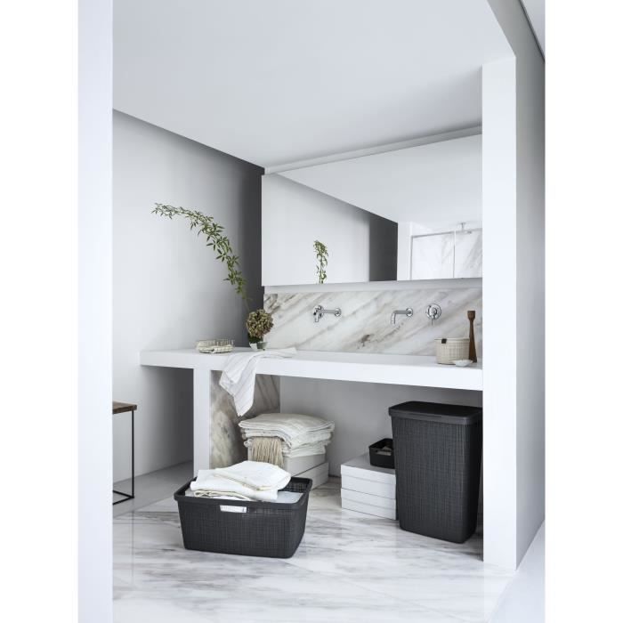 Corbeille à linge - Curver - Jute - 46 L - Gris