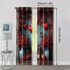 2pc,  Romantic Valentine's Day Curtains Red Wood Theme Polyester,Without Electricity Holiday Decorations for aesthetic room