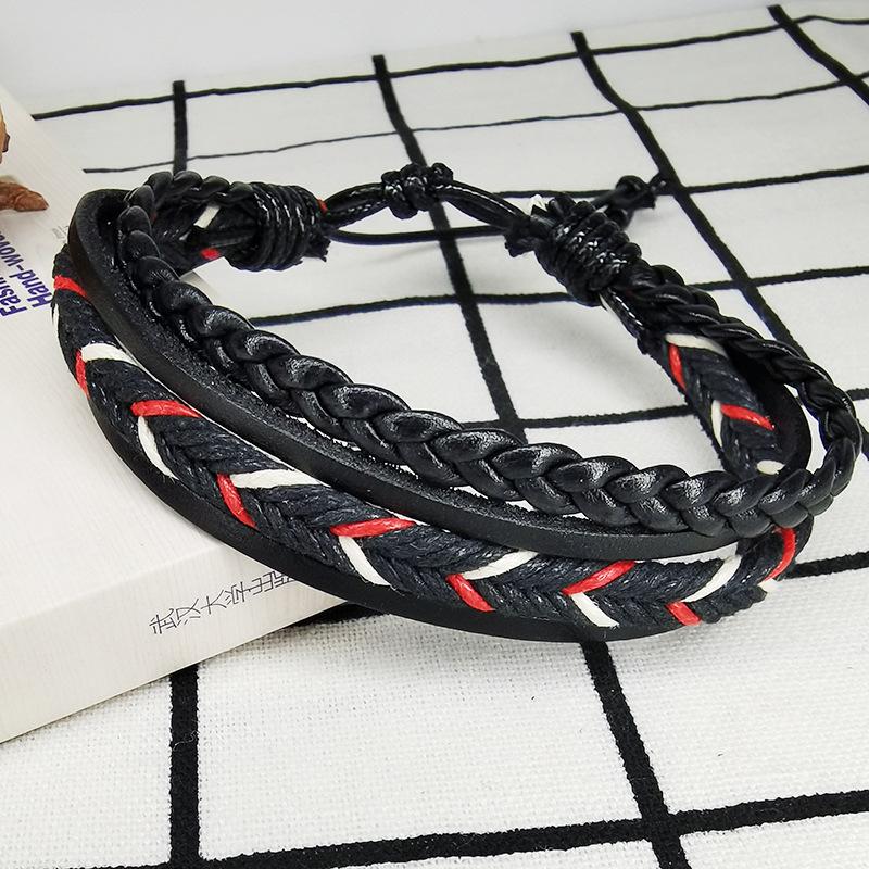 Браслет ручной работы из хлопка и льна, плетеный, с кожей коровы