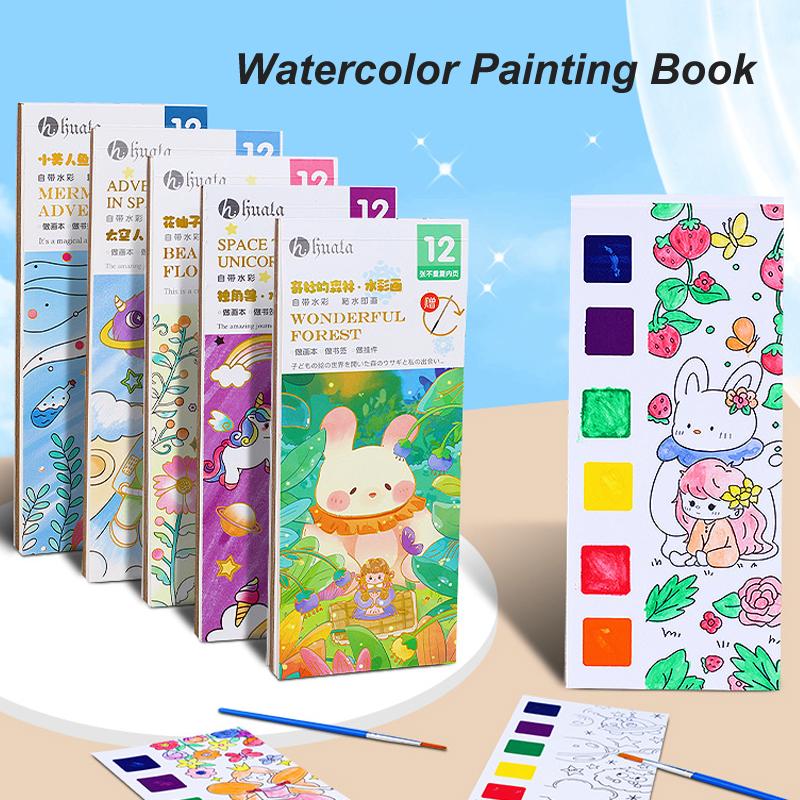 12/20 Premium-Quality Sheets First-Class Portable Superior-Grade Coloring Premium-Quality Book Superior-Grade Children High-Standard Watercolor