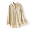 Autumn new casual design Lyocell Tencel shirt single-breasted cardigan long-sleeved shirt jacket women
