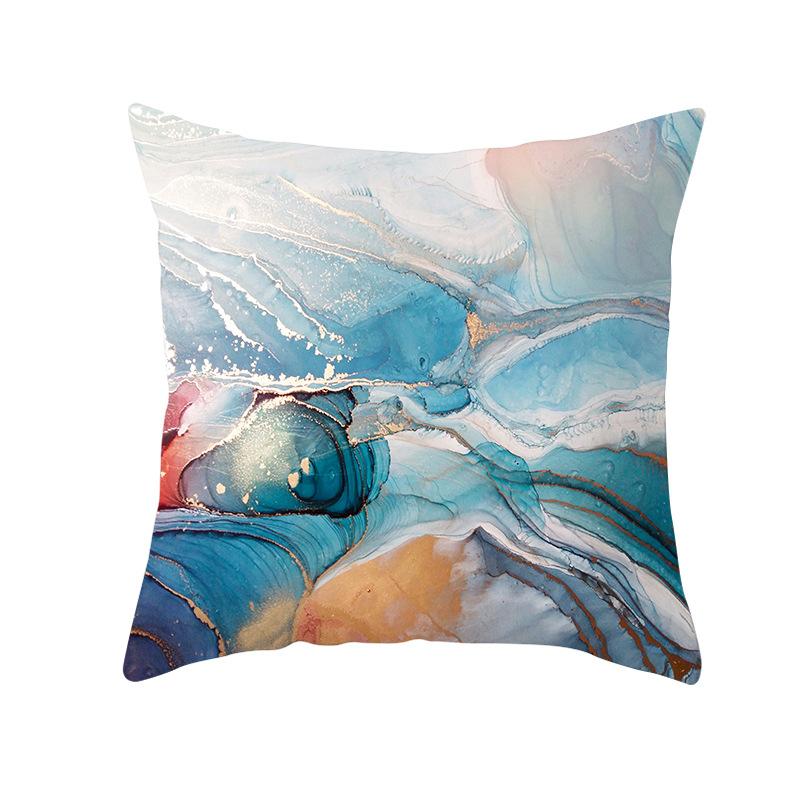 Nordic Marble Pattern Gold Edge Printed Peach Skin Pillow Cover Watercolor Ink Pattern Home Bedroom Pillow Cushion Cover