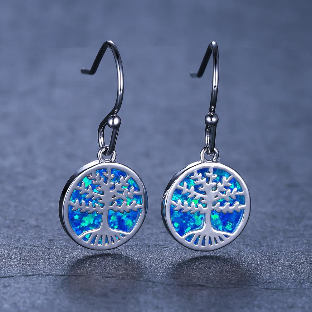 New Korean Style Golden Life Tree Round Disc Womens Versatile Earhook Earrings