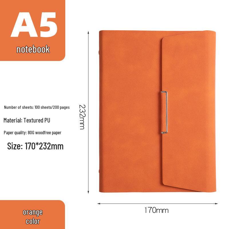 Magnetic Buckle PU Leather Business Notebook with Card Slot - Retro Style, Thickened Pages, Printable Stationery