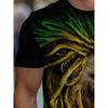 Herren Reggae Löwe 3D Gedrucktes T-Shirt Lässig Kurzarm Rundhals Oberteil Buntes Rasta Tierkönig Grafik T-Shirt Hip Hop Stil Streetwear Modebekleidung