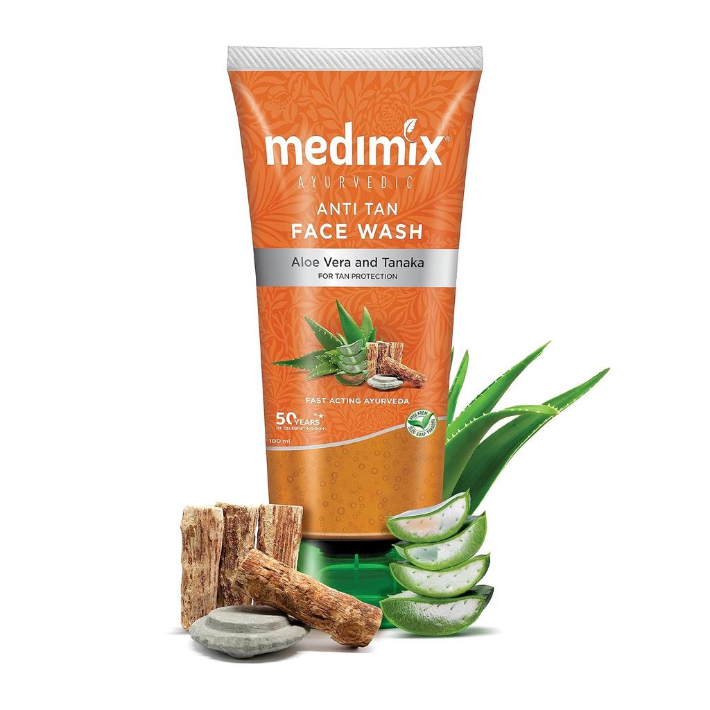 Medimix Ayurvedic Anti Tan Face Wash 100ml Gel For Bright, Even Skin Tone & Tan Removal
