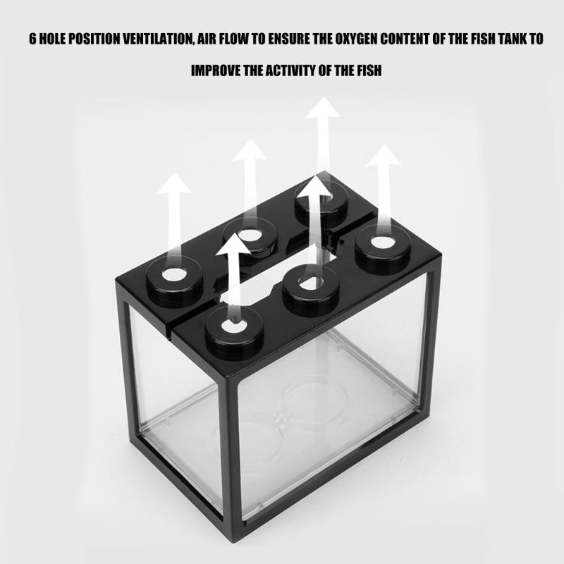 Stackable Desktop Aquarium with 6 Hole Betta Aquarium Suitable for Betta Fish Plastic Texture Design Easy to Clean