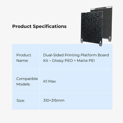 Creality K1 Max DualSided Printing Platform Board Kit (Without Soft Magnetic Sticker) Glossy PEO +