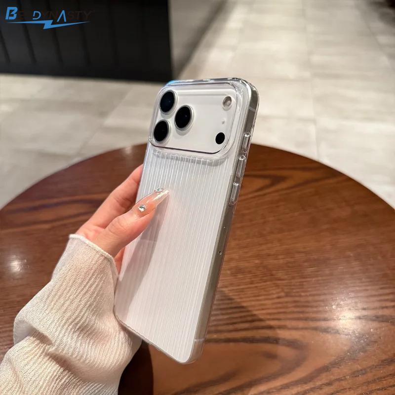 17 Pro Max Transparent Corrugated Pattern Ultra Thin Case For iPhone 17 Air 16 15 14 Pro Max Plus Shockproof Soft Cover