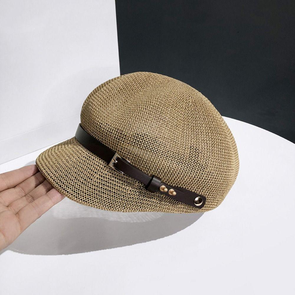 Knitted Women's Beret Breathable Sunshade Hat New Female Baseball Cap  Beach