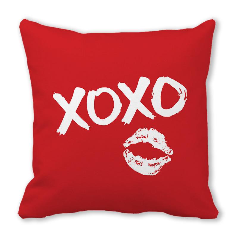 Home Decor Red Heart Patterns: Love themed Pillow Covers Pattern Cushion Cover Suitable for Sofa Bedroom Car Pillow Cover
