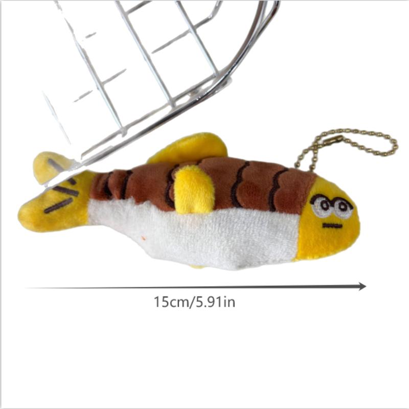 Cute Funny Small Fish Squeak Plush Doll Stuffed Toy Keychain Backpack Pendant Bag Hanging Couple Ornaments Pet Teething Toy Gift