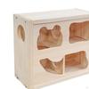 Wood Hamster House Habitat Decor Small Animal Activity Toy 2 Layer for Syrian Hamsters Chinchilla