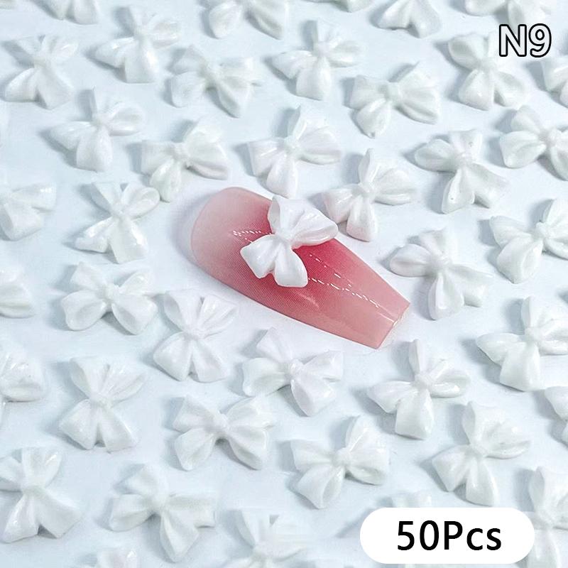50Pcs Ribbon Resin Bow Nail Charm Parts 3D  Nail Art Decoration Accessories Supplies For Diy Korean Manicure Design