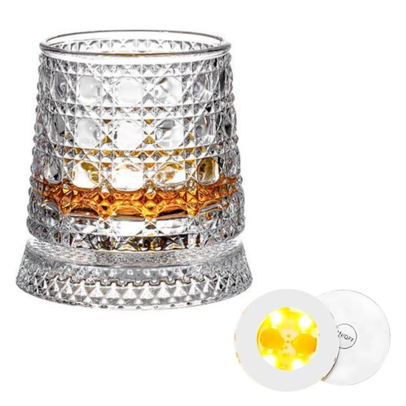 Premium Clear Whiskeys Glass with Rotating Base for Stress Reduction Crystal Cocktail WIne Glass Elegant Glassware Gift