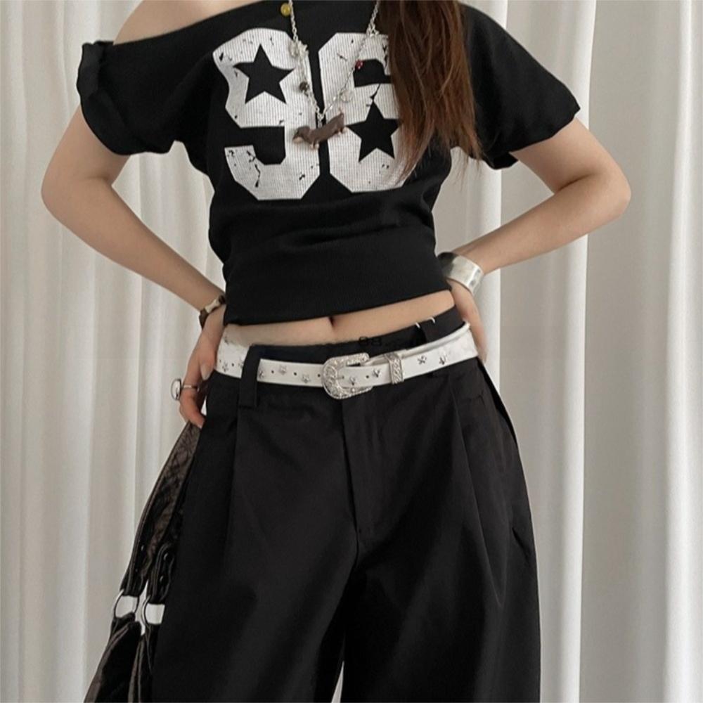 Punk Style Y2K Wide Belt Punk PU Leather Waistbands Fashion Star Rivet Waist Belt  Women