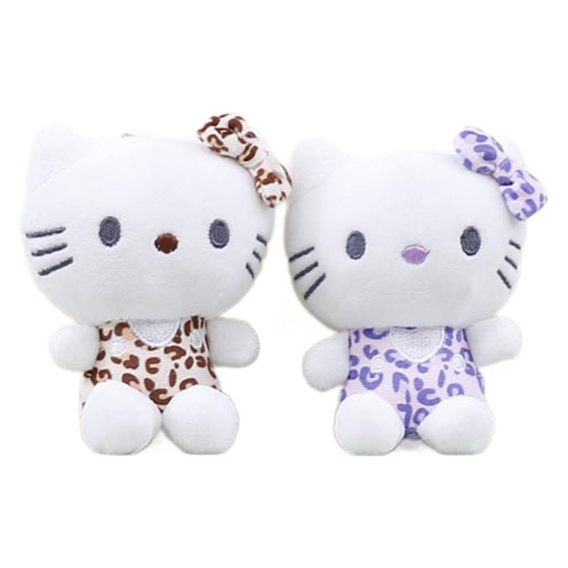 Plush Cute Leopard Print Cat Keychain Soft Toy Doll Bag Charm For Kids