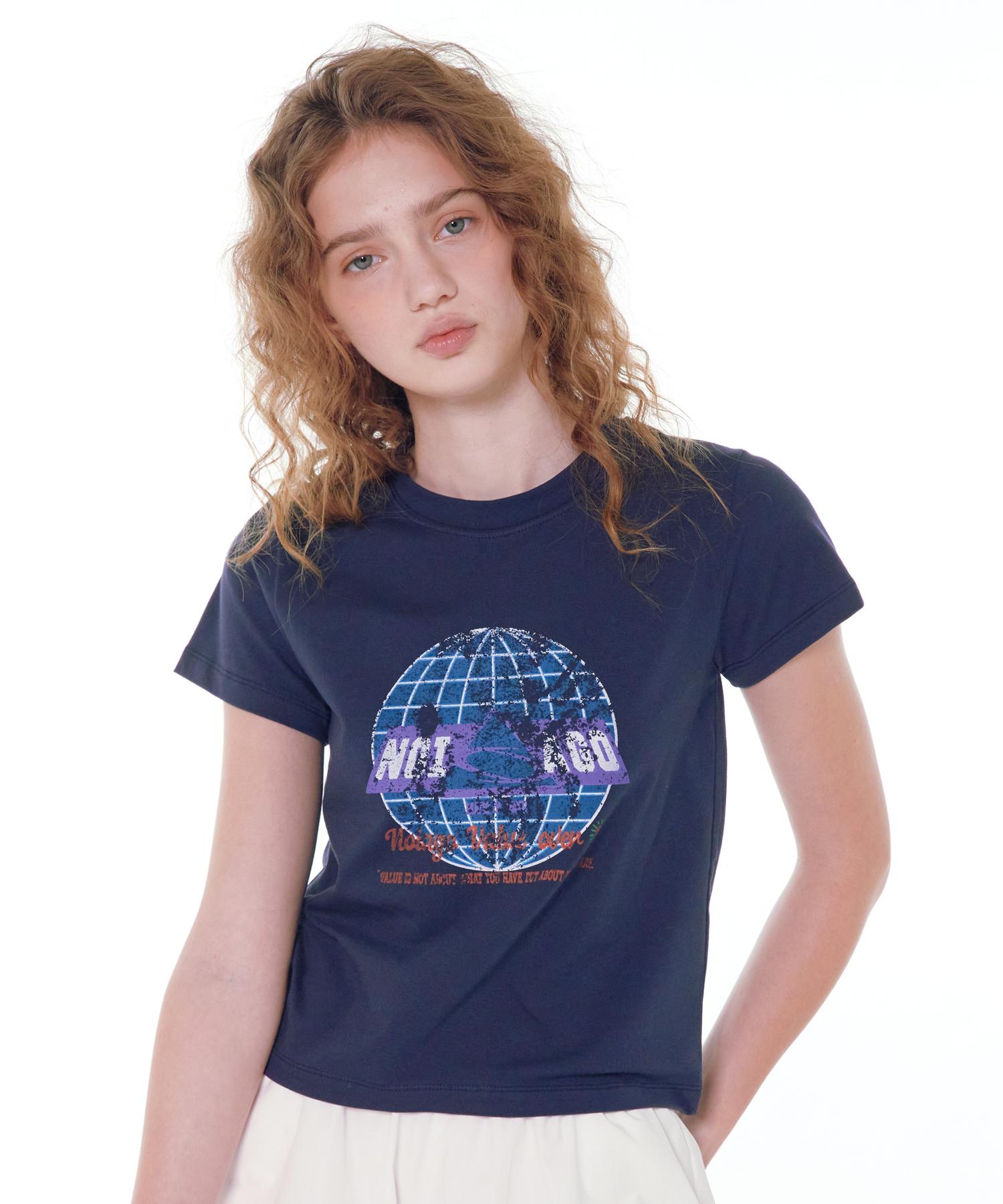 Noiago Noi1648 Earth Printed T-Shirt (Navy) Free