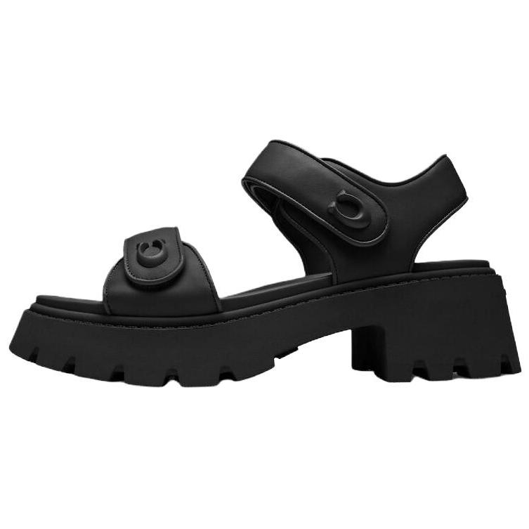 

Coach Бринн Кожаные Сандалии-слайды с круглым носком, пряжкой и толстой подошвой 2,5 см Женские сандалии Черные CAR57-BLK 37.5