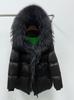 Europe Station's new luxury fur fox big fur collar white goose down jacket women's medium and long thickened coat