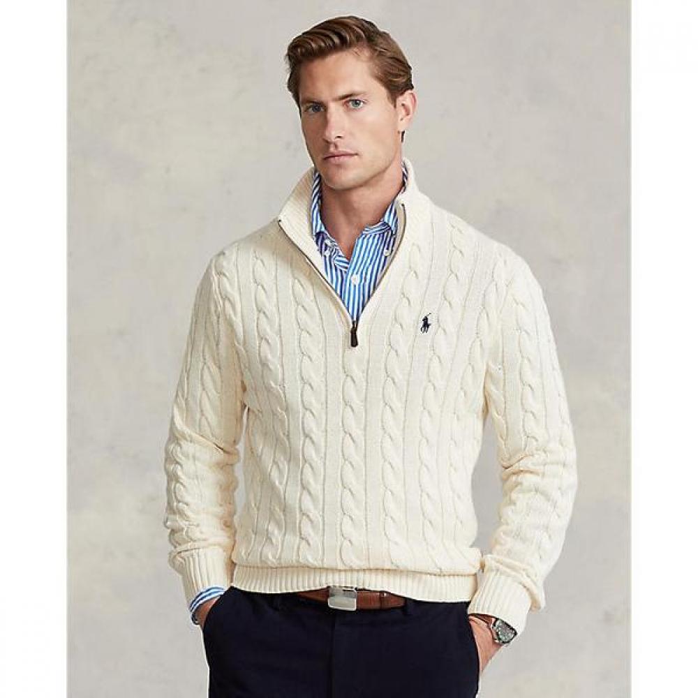 Polo Ralph Lauren Men Cable Knit Cotton Quarter Zip Sweater  Mnposwe16820913101 S