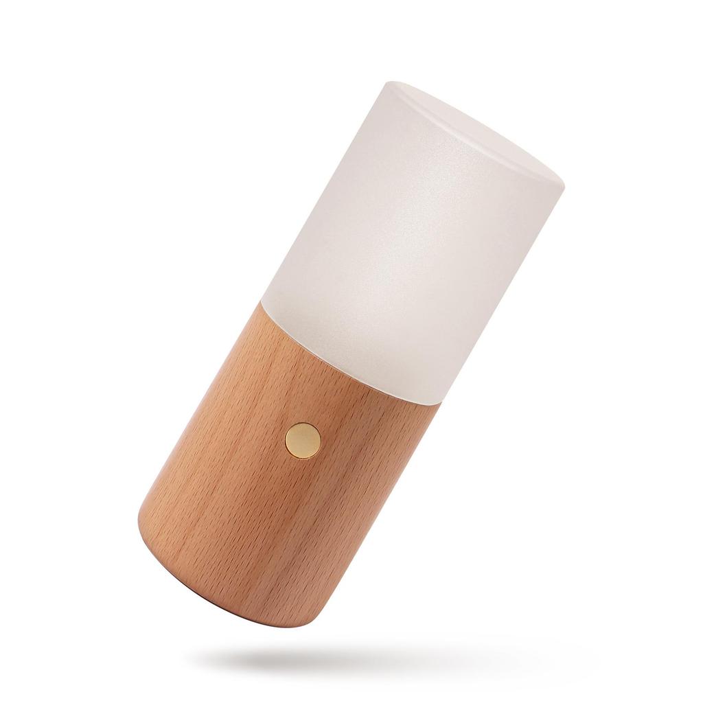 Smart Rechargeable LED Night Light: Solid Wood with Motion Sensing for Home & Hallways